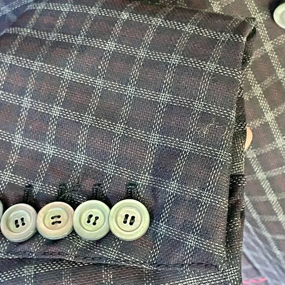 GUCCI Checkered wool Blazer with red stitch trim, blue/red, IT48R, (38R US), GUC - Picture 7 of 15